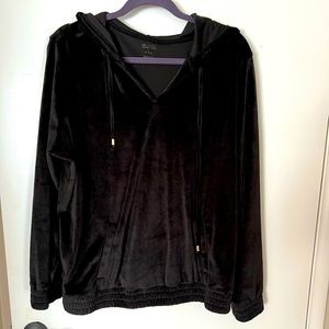 Michael Kors Black Velour Hooded Sweater